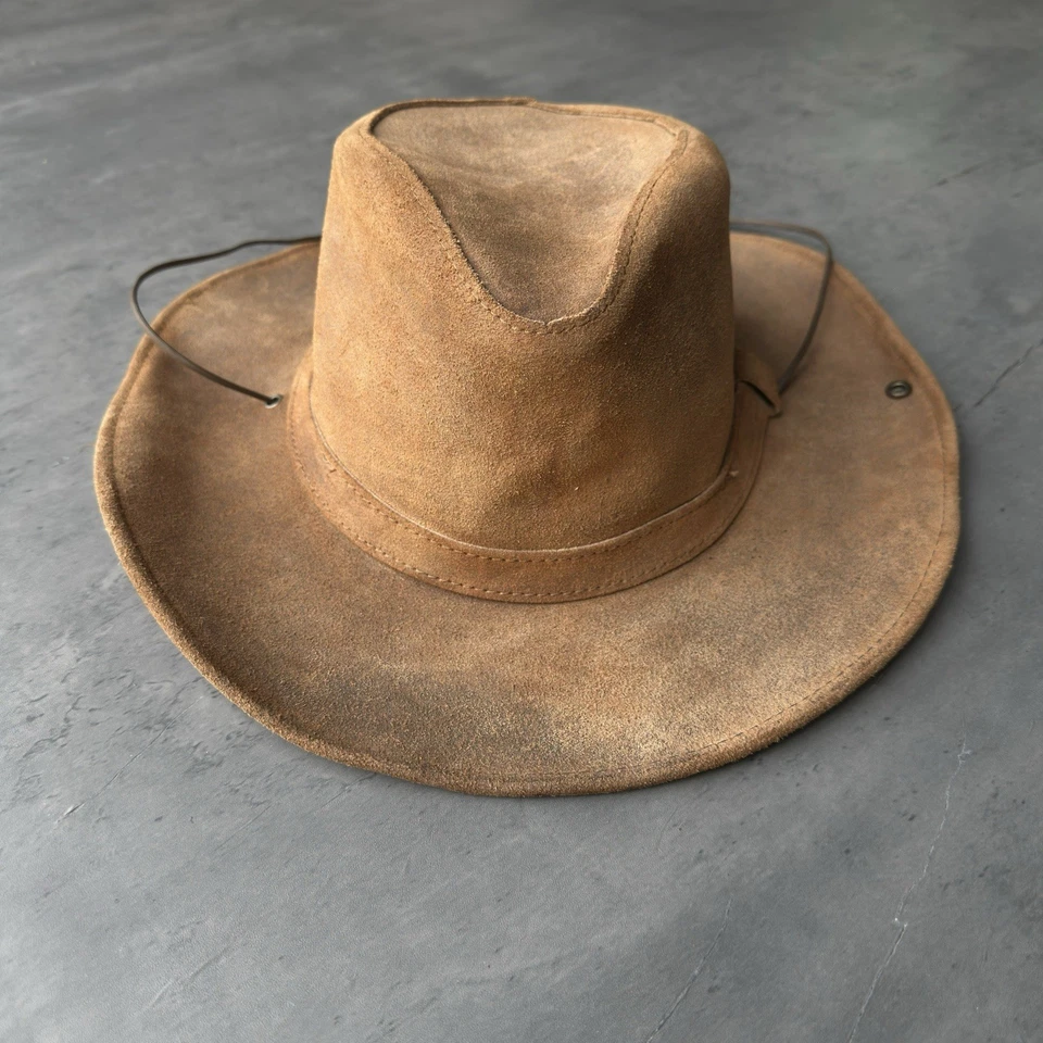 De colección Minnetonka The Aussie Sombrero XL Marrón Gamuza Cuero Outback Vaquero Western Foto 2 de 4