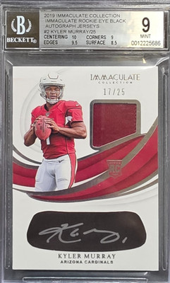 2019 KYLER MURRAY IMMACULATE COLLECTION EYE BLACK ROOKIE PATCH AUTO REB-KMU /25