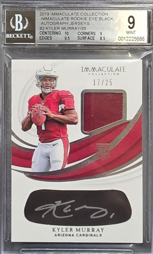 2019 KYLER MURRAY IMMACULATE COLLECTION EYE BLACK ROOKIE PATCH AUTO REB-KMU /25
