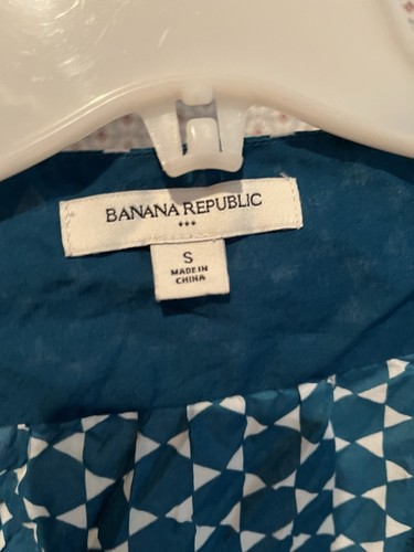 Banana Republic Sleeveless Ocean Blue GEOMETRIC Top Size S Cotton EXCELLENT - Picture 3 of 4