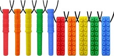 Sensory Chew Necklace by GNAWRISHING 10-Pack 5 Pack Cylinder and 5 Pack Rhom...