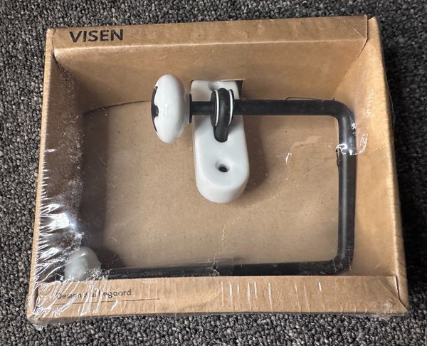 Soporte de papel higiénico de hierro negro cerámica blanca IKEA Visen 500.692.28 ¡RARO!