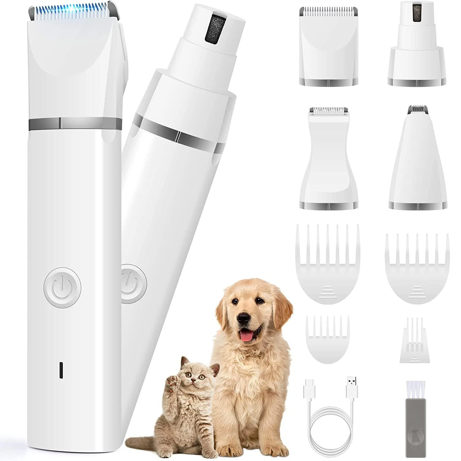 Dog Clippers Grooming Kit Low Noise Rechargeable Cordless Nail Grinder Shaver