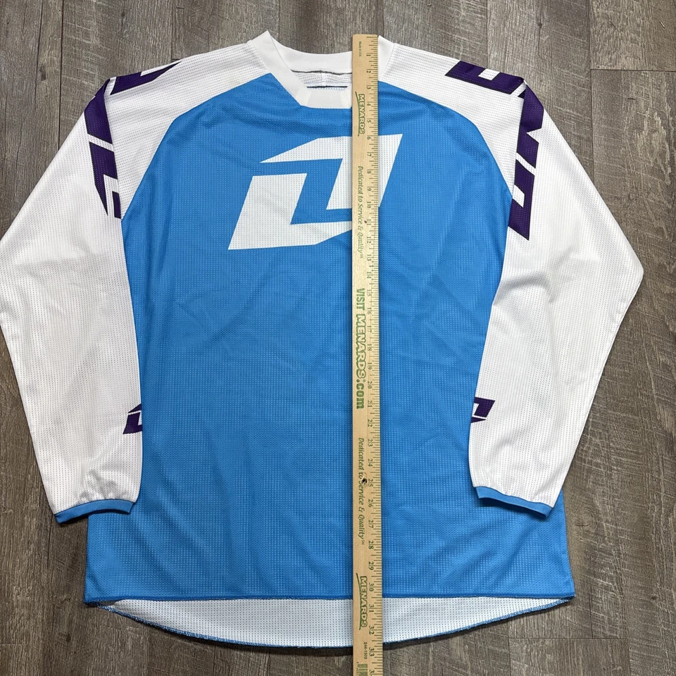 Camiseta deportiva de malla One Industries Atom Icon Motocross MTX talla XL blanca azul púrpura nueva sin etiquetas Foto 2 de 4