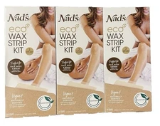 Lot Of 3 - Nad's Eco Wax Strip Kit 24CT- Women Body, Face & Bikini Waxing Vegan