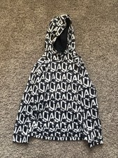 Under Armour Youth Medium Hoodie Black White Logo Fleece Pullover