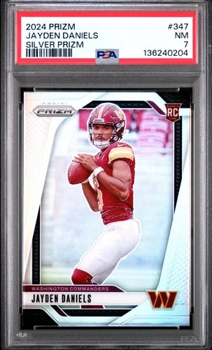 2024 PANINI PRIZM SILVER PRIZM #347 JAYDEN DANIELS ROOKIE RC PSA 7