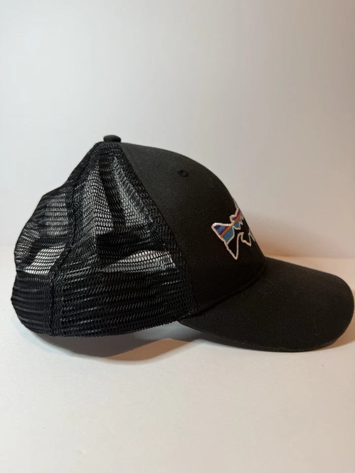 Patagonia Fitz Roy Pez Trucha Malla Camionero Snapback Sombrero Gorra Caminata Hombres Negro Foto 4 de 4