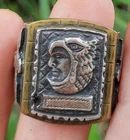 RARE Vintage Aztec Warrior Ring in Sterling Silver, Brass & Copper  Size 10 (194