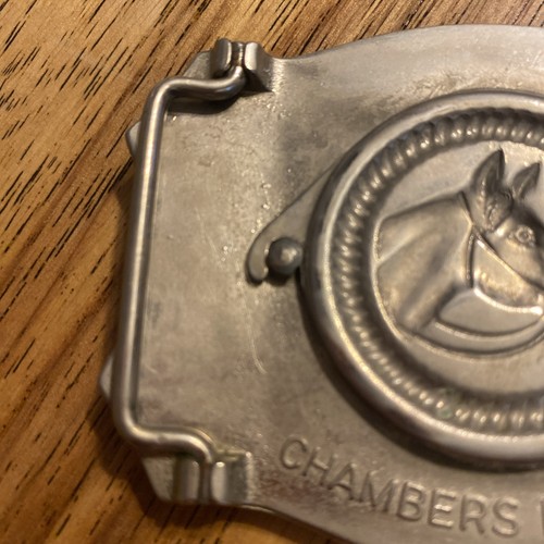 Vintage Silver Colored Belt Buckle With Turquoise Center, Chambers Belt Co. - Picture 10 of 13