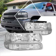 Headlights Assembly Bumper Lights for 99-02 Chevy Silverado 1500 00-06 Suburban