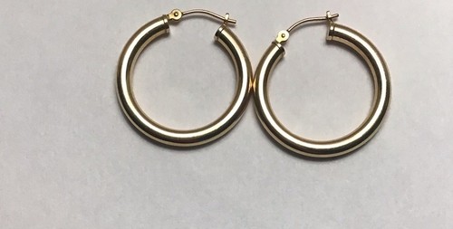 14 Karat Echt Gold Creolen 20 mm Innendurchmesser 24 mm Außendurchmesser Kostenloser Priority Versand