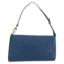 LOUIS VUITTON Epi Pochette Accessoires Accessory Pouch Blue M52985 Auth 153939