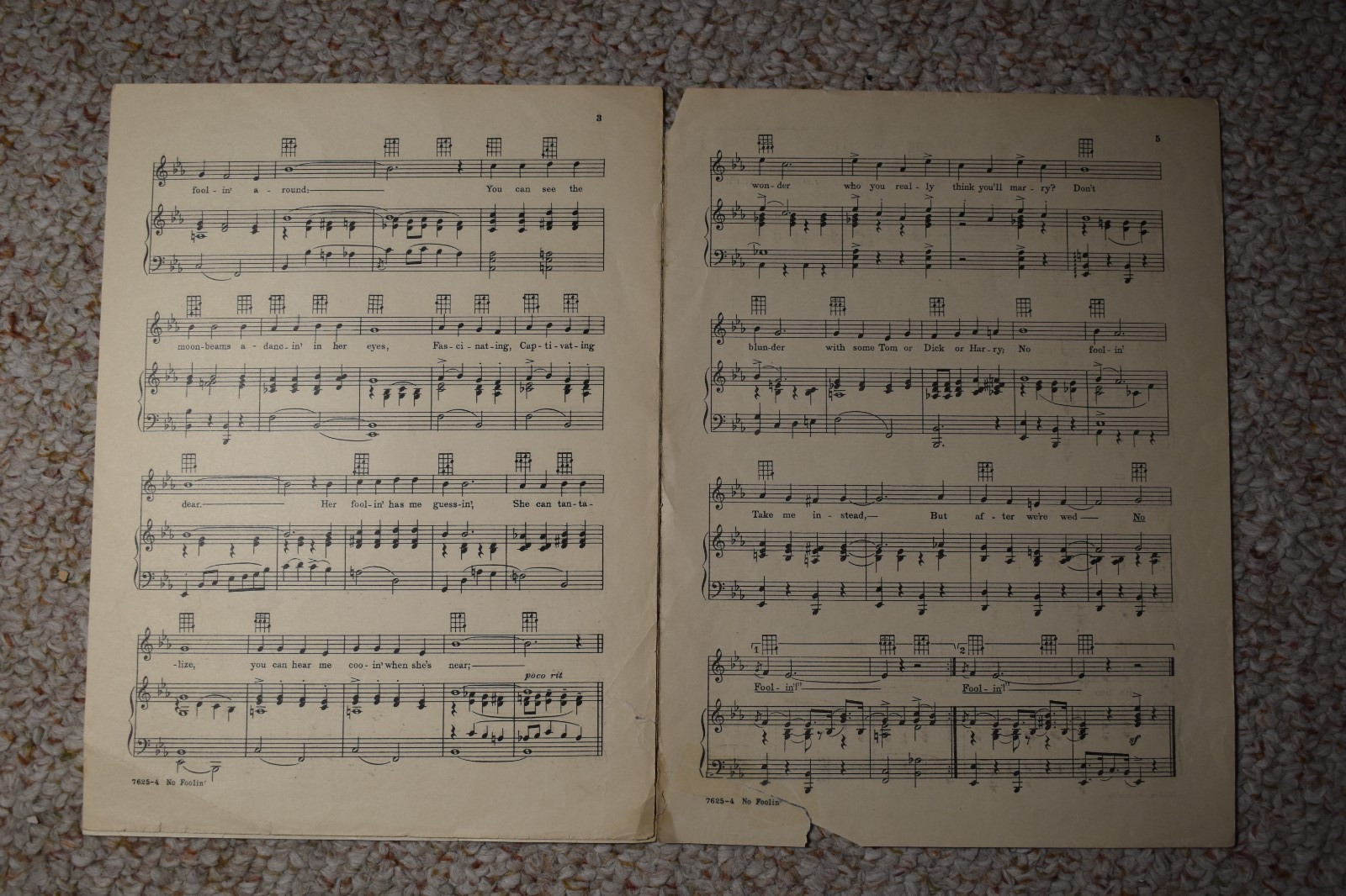 Ziegfield's Palm Beach Nights No Foolin' Sheet Music - Vintage Score