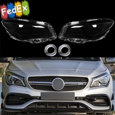 Pair Front Headlight Headlamp Lens Cover W Glue Fits Mercedes Benz W117 2013-16