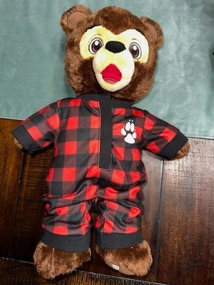 Brinley Bear 16  Plush Stuffed Animal Red Black Buffalo Plaid Great Wolf Lodge