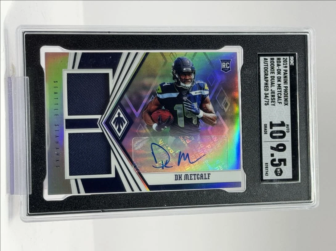 DK Metcalf Panini Phoenix Rookie Autograph Dual Jersey #DK Orange