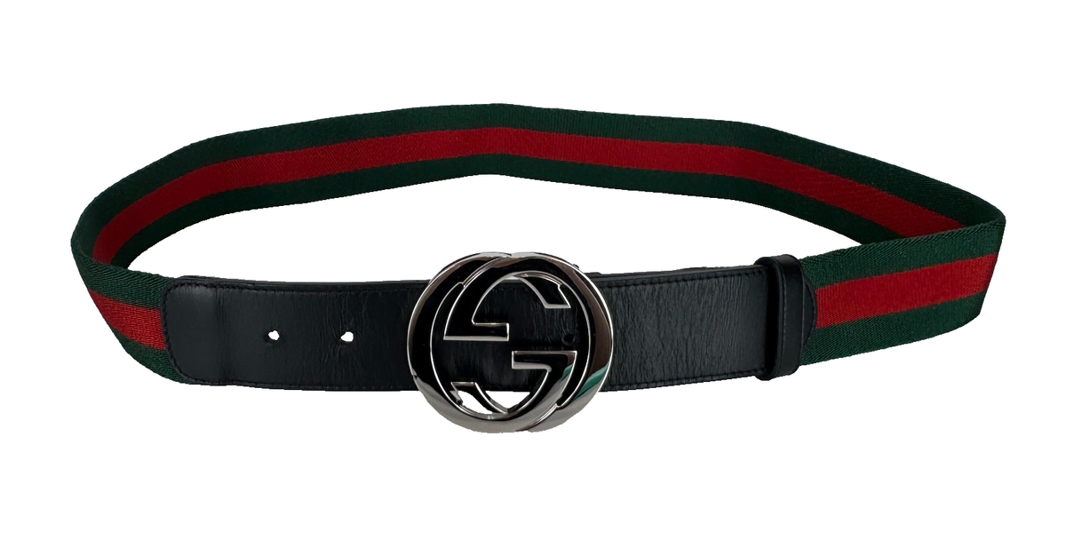 Gucci Auth Web Belt 90 cm 36 in Silver GG Red Green Black  display picture 1