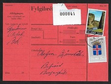 ICELAND BILDUDALUR TO BIFROST 45kr RATE ON PARCEL CARD PC COVER 1974
