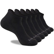 Mens Ankle Socks 6 Pack Low Cut Athletic Running Cushioned Tab Socks One Size