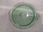 Vintage U.S. Glass "Tendrils" Green Uranium Depression Glass Handled Cake Plate