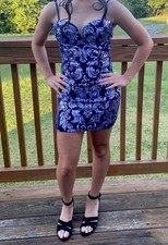 Purple And Dark Blue Mini Sequin Homecoming Dress