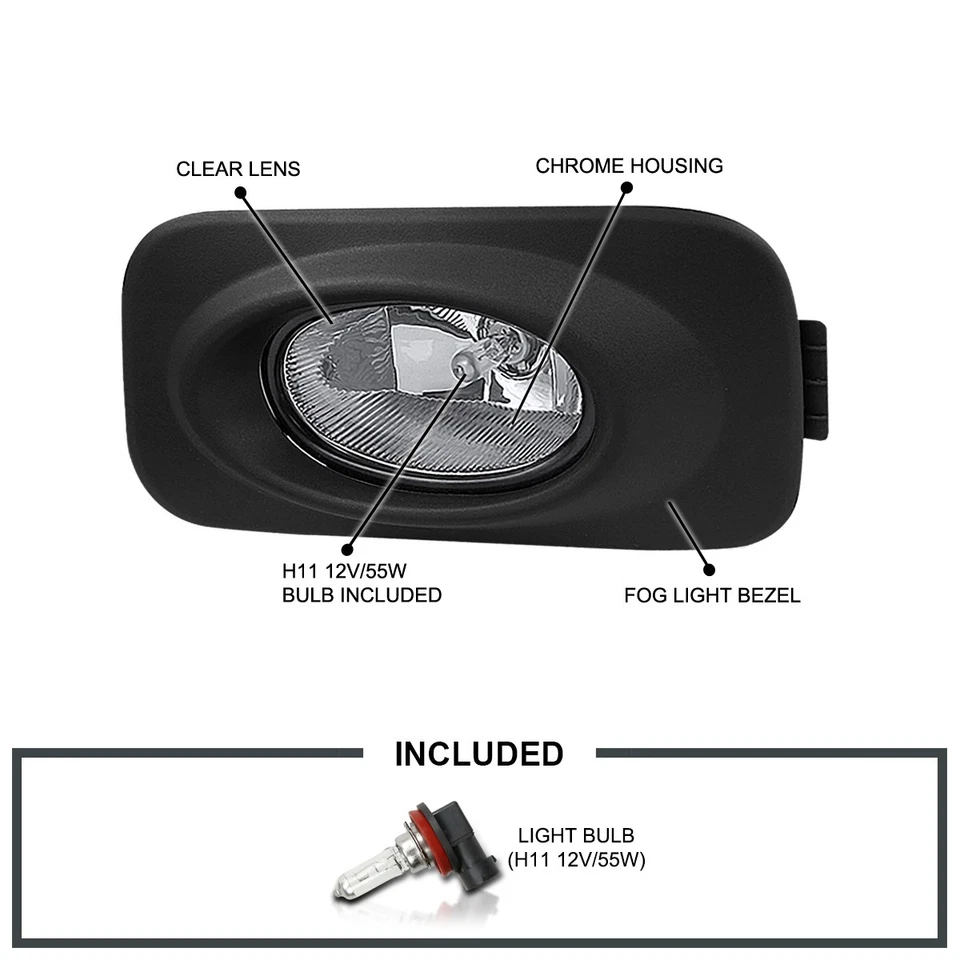Fits 2004-2005 Acura TSX Clear Bumper Driving Fog Lights Lamps+Bulbs+Switch Foto 3 de 4