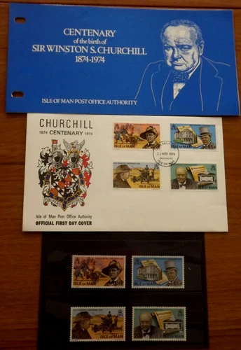 Isle of Man - Churchill's Centenary - 22 November 1974 - FDC + Presentation Set