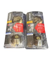 2 -KWIKSET Deadbolt w/ Smartkey Keyed One Side Satin Brass Finish KEYED ALIKE