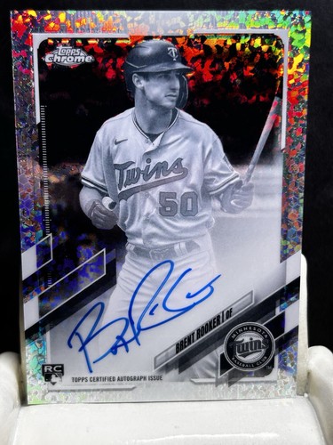 BRENT ROOKER rc 2021 Topps Chrome Baseball ON CARD AUTO Camo SP #RA-BR Twins - Picture 3 of 6