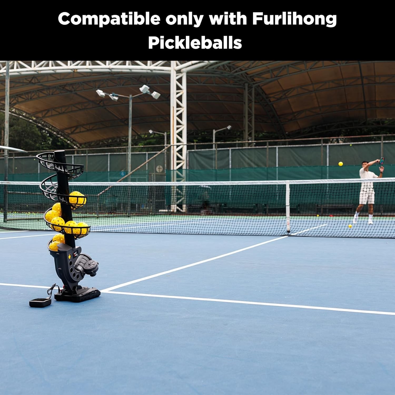 Furlihong 388PBH Pickleball Machine, 4 Adjustable Angles, Includes 9 Grey 