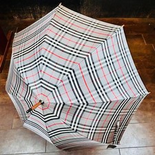 Burberrys Nova Check Umbrella Grey Vintage Long Handle 90s Authentic
