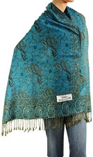 Womens Woven Reversible Paisley Pashmina Shawl Wrap Scarf 80x27 Inch Blanket