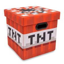 Image of Minecraft TNT Block Fabric Storage Bin Cube Organizer with Lid 13 Inches