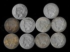 TEN (10) PEACE DOLLARS (1922-26) 90% SILVER "LOWER GRADE/CULL" LOT C50