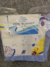 Baby Dreams Crib Blanket Safari Patchwork 40x45 Satin Edge Trim Vintage USA NEW