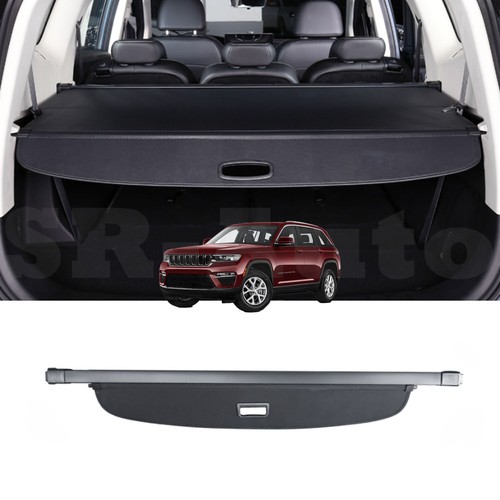 IKON MOTORSPORTS, Cargo Cover Compatible With 2011-2021 Jeep Grand Cherokee Beige Vinly Aluminum Rod Tonneau Cover Retractable