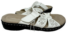 Croft  Barrow Women's Poppins Slip On Comfort Sandals White Size:6 77H