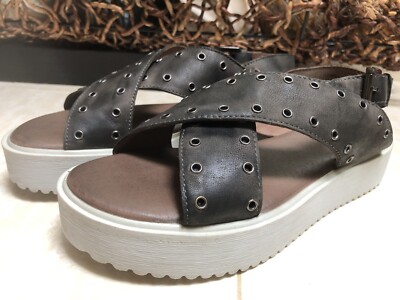 Roan By Bed Stu Hali Platform Grommet Studded Sandals Gray US