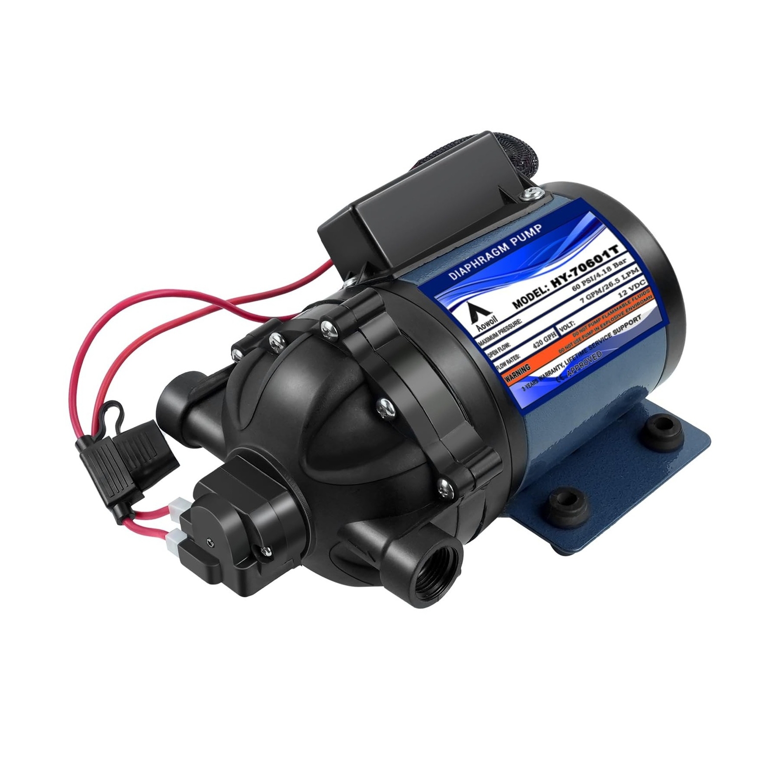 130 PSI Self-Priming Water Pump For Boat, RV, Camper - Marine & Washing Machine Use
