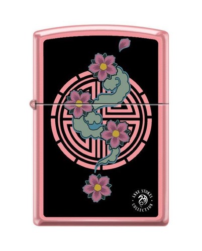 zippo 8440, anne stokes-flower design, pink matte finish lighter