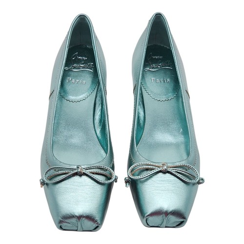 Christian Louboutin Mamadrague Ballet Plats En Vert Métallique Ue 37 US 6.5 - Photo 3 sur 7