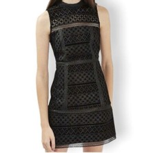 Topshop Black Velvet Eyelet Cutout Swing Dress