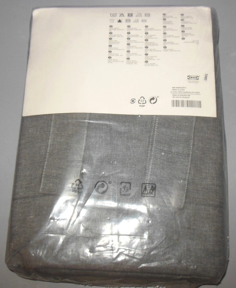 Nuevo IKEA Lenda Cortinas 2 Paneles 100% Algodón 55" x 98" Gris Claro Foto 2 de 2