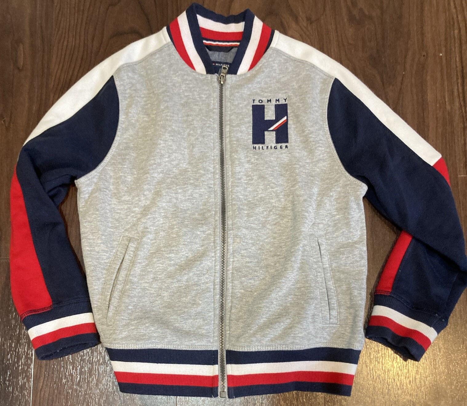 Tommy Hilfiger Youth Boys Sz 7 Grey Long Sleeve Zip Up Jacket eBay
