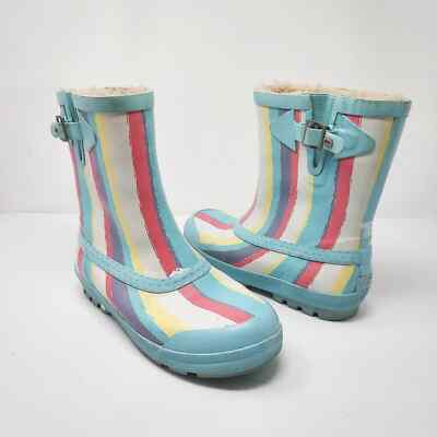 Ugg Fur Lined Striped Rain Boots Size