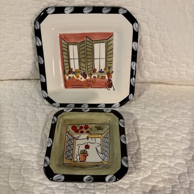 Vintage Bistro Bouteilles, Artist Carrie Olsen Garrard  Set Of 2, 6  and 4 