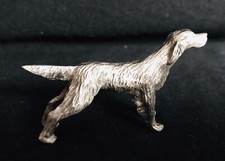 Statua statuina in metallo argento altamente dettagliata cane cucciolo setter inglese peltro O