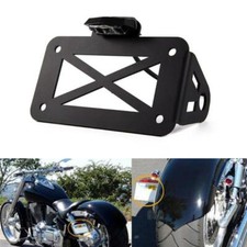 Motorcycle Left Side Mount Number License Plate Holder Bracket Light for Harley