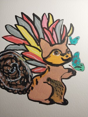 Impressionism ORIGINAL Gat Painting Impressionist 8x8 Squirrel Whimsical Fantasy